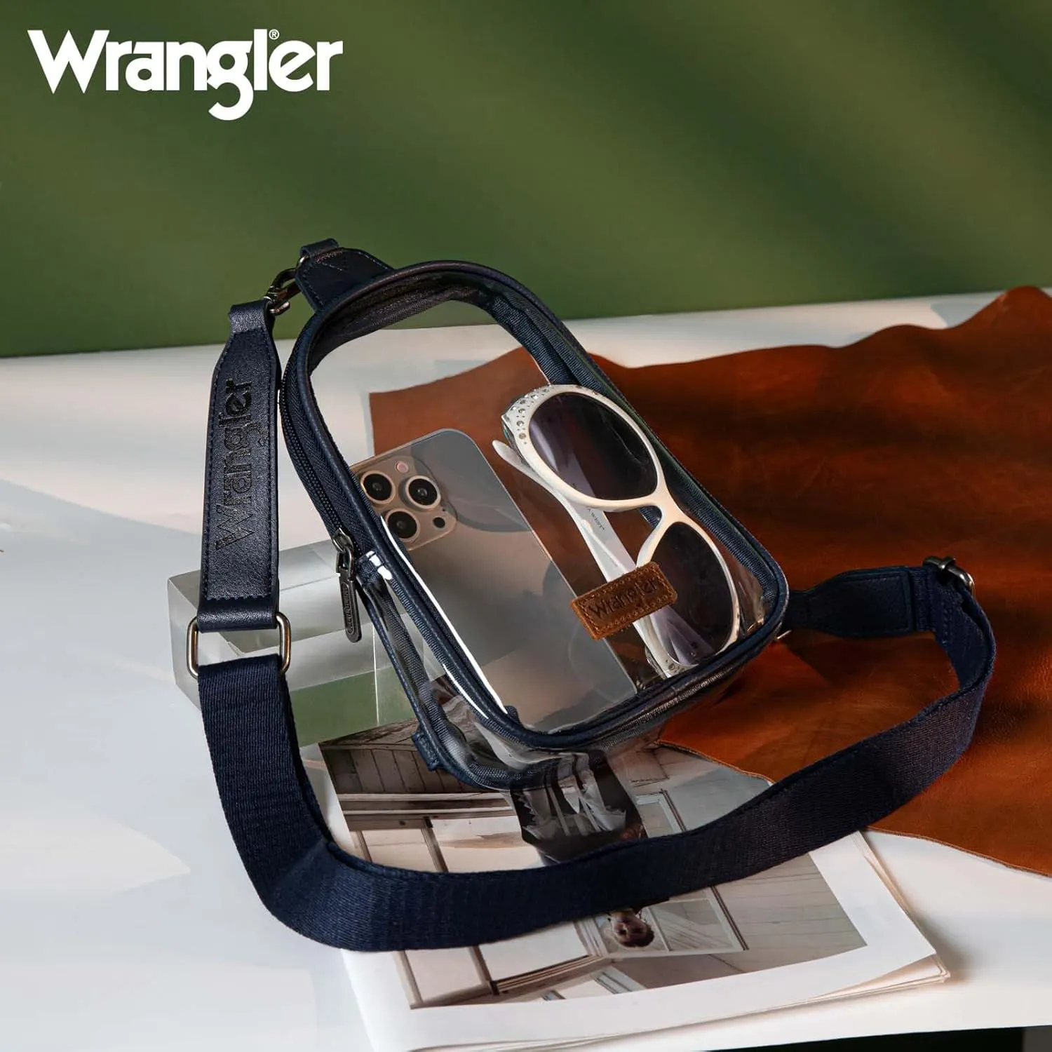 Wrangler Crossbody Clear Sling Bags for Women Stadium Approved Cross Body Purse for Sports Events Concerts