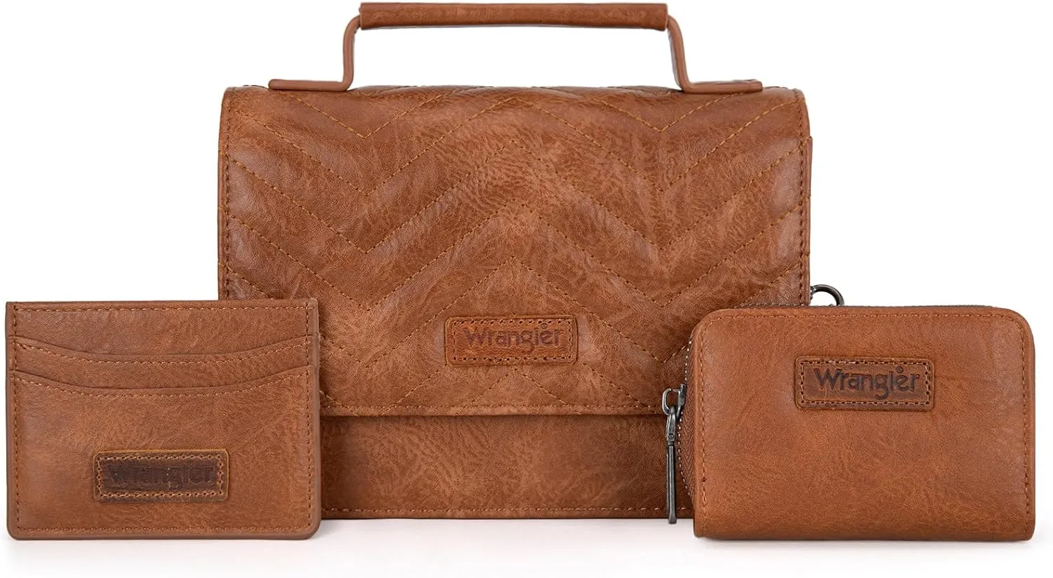 Wrangler Mini Crossbody Purses for Women 3 in 1 Quilted Small Top Handle Bag Sets with Strap