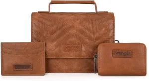 Wrangler Mini Crossbody Purses for Women 3 in 1 Quilted Small Top Handle Bag Sets with Strap