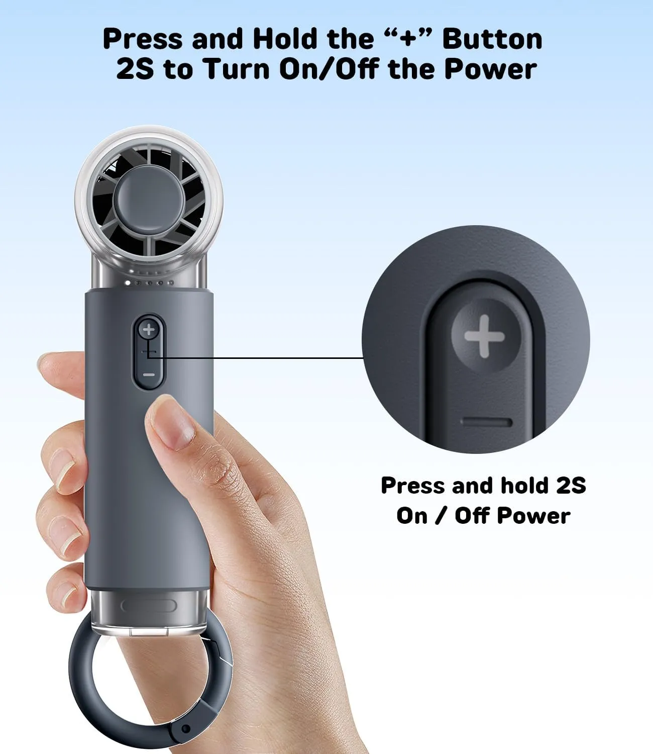 WSKEN Handheld Portable Mini Fan - Personal Small Pocket Design [20000 RPM Powerful Motor Turbo ＆ 3000mAh 10H Max Battery Life USB Rechargeable] 5 Speeds,Gifts for Women Men/Outdoor/Travel,Gray