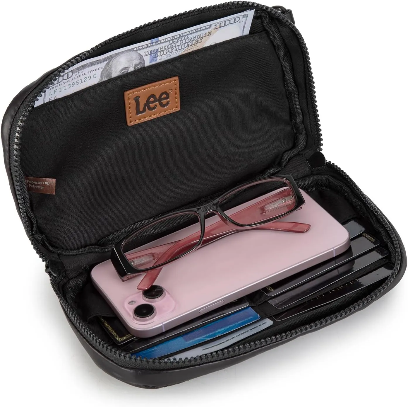 x Lee Dual Wristlet Wallets for Women, Puffer Crossbody Wallets Purse with Phone Pocket & Zipper Closure