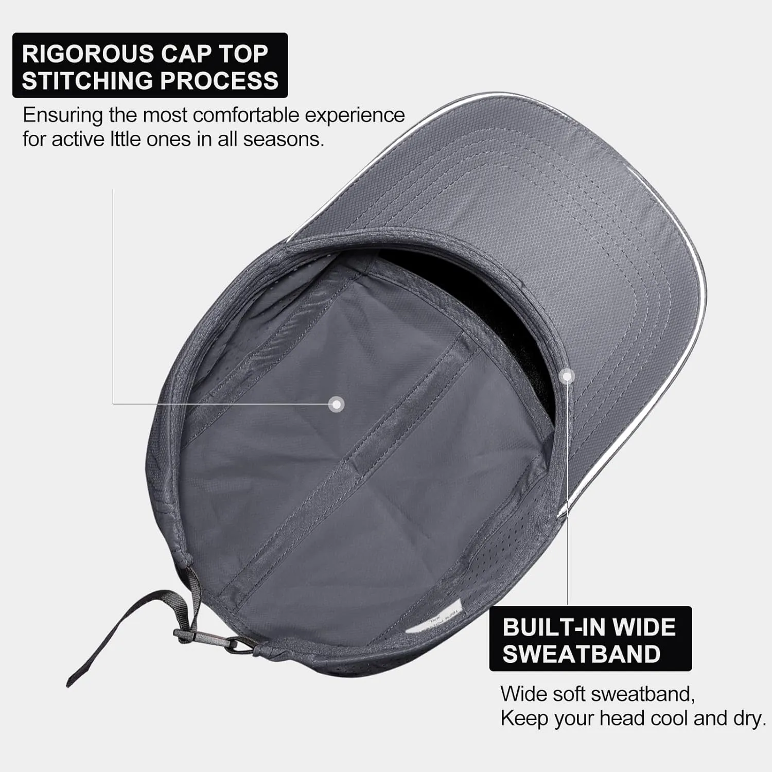 XXL Mens Quick Dry Baseball Cap Cooling Breathable Mesh Sports Cap Lightweight Run Hat with Reflective Trim