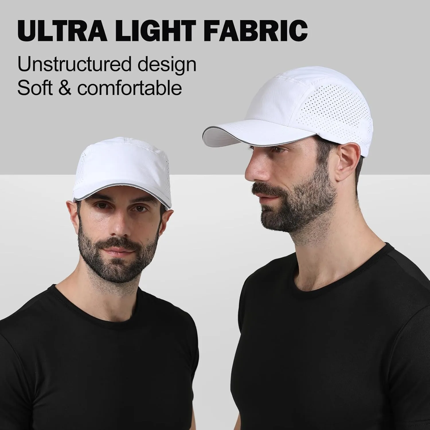 XXL Mens Quick Dry Baseball Cap Cooling Breathable Mesh Sports Cap Lightweight Run Hat with Reflective Trim
