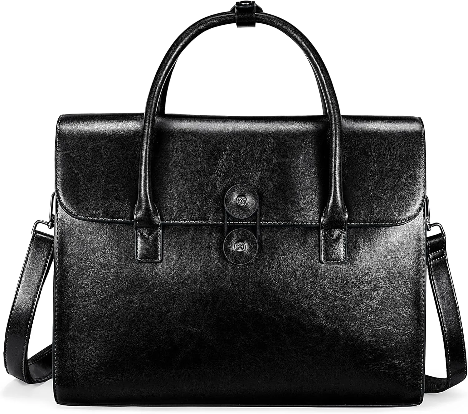 YALUXE Women’s Genuine Cowhide Leather Shoulder Bag Briefcase Convertible Satchel Handbag with Velcro Laptop Sleeve
