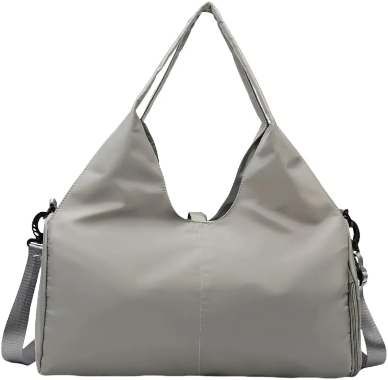 Yoga bag Women's sports fitness bag Hand luggage bag Wear-resistant large capacity storage travel bag,Lightweight leisure fitness bag. (Mystery grey)