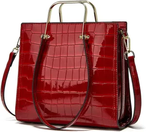 Yohora Women’s Handbag Large Capacity Tote Bag Designer Leather Crossbody Bag Crocodile Pattern Retro Shoulder Purse