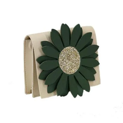 Yuko B Beige and Green Flora Children's Crossbody Bag