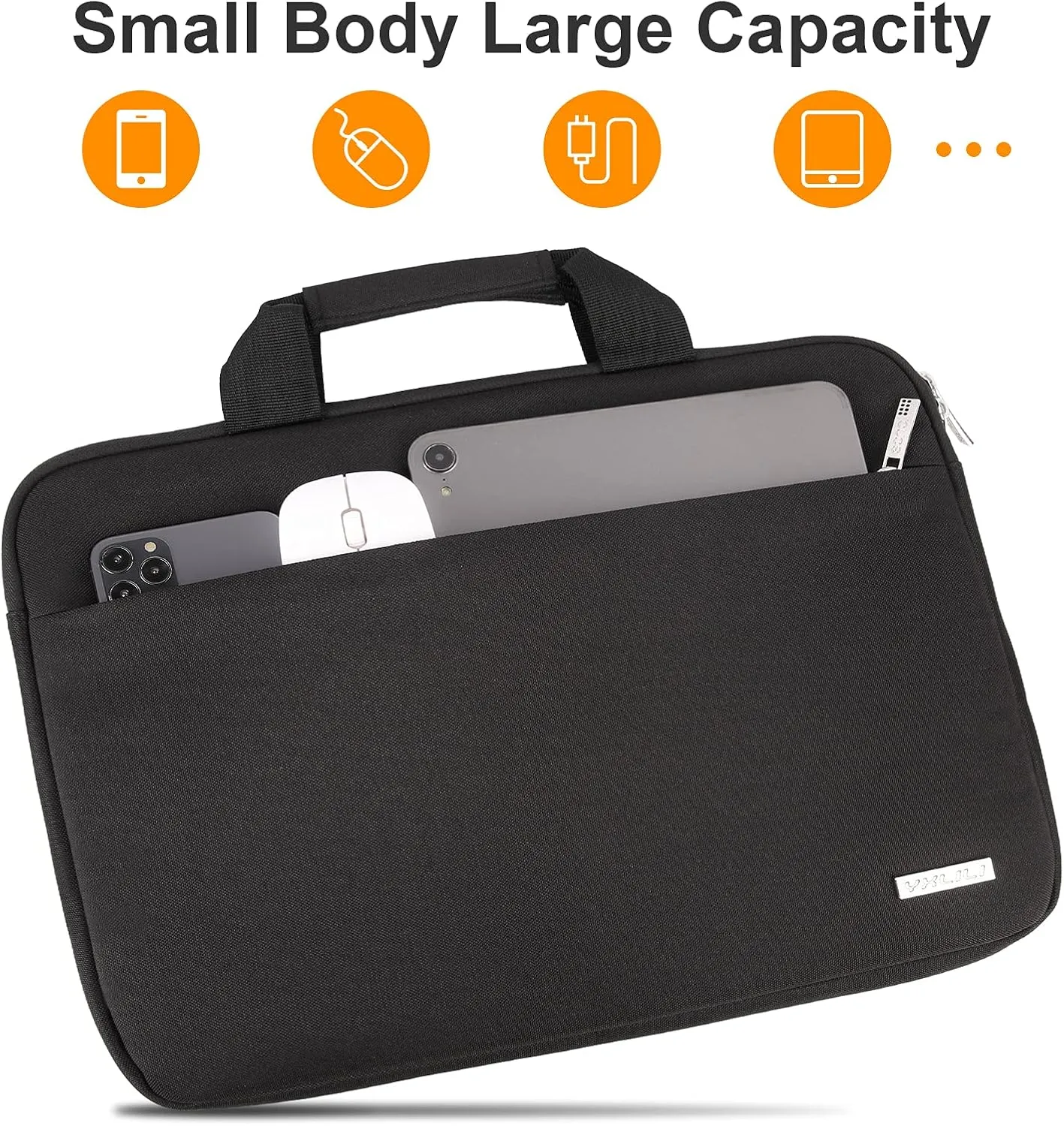 YXLILI Laptop Sleeve Case 14 Inch with Handle, Waterproof, Anti-Scratch, Shockproof Protective Computer Bag, Large Storage & Multi-Pocket Design-Black
