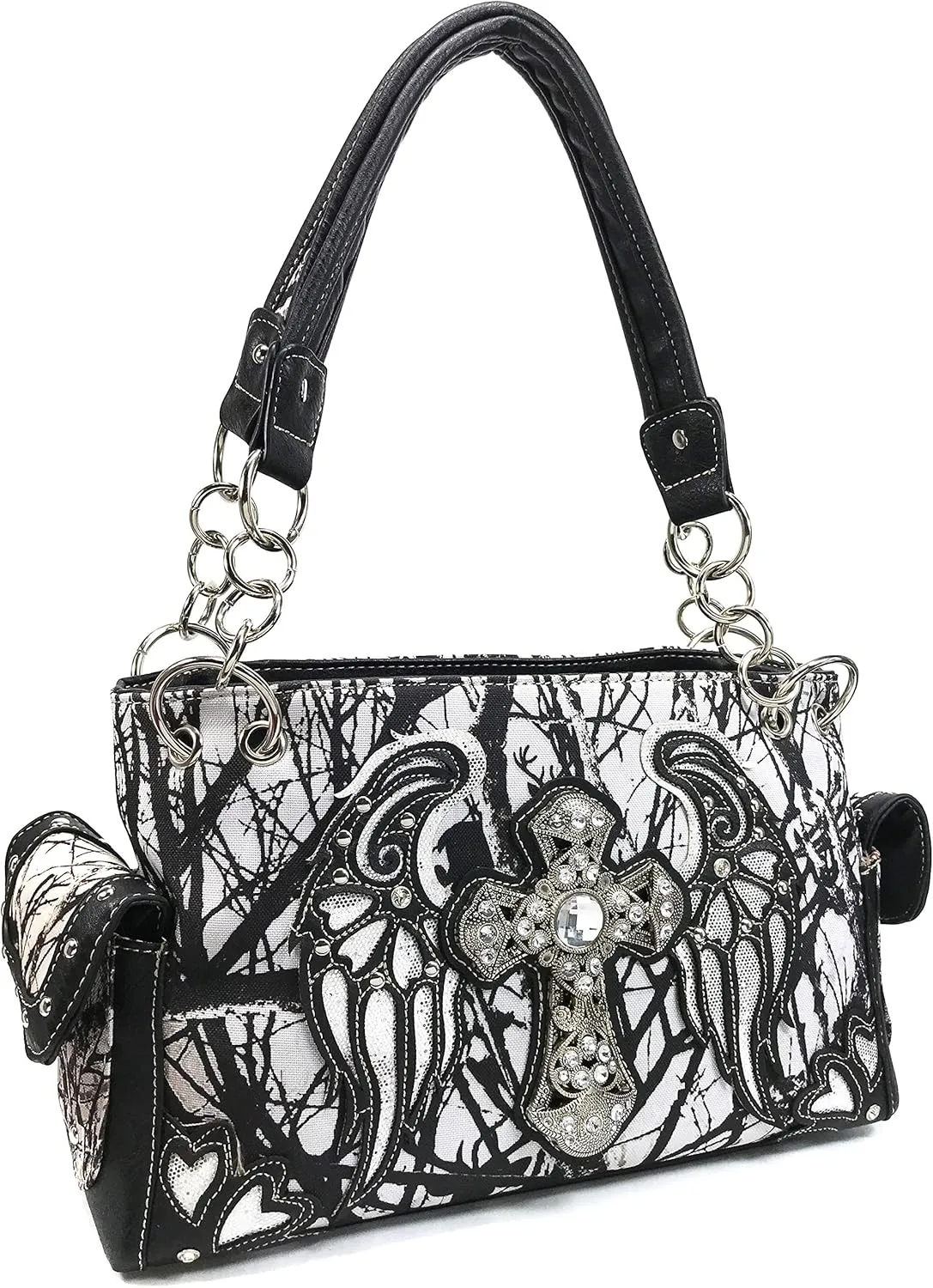 Zelris Camouflage Shine Glow Cross Wings Women Conceal Carry Handbag